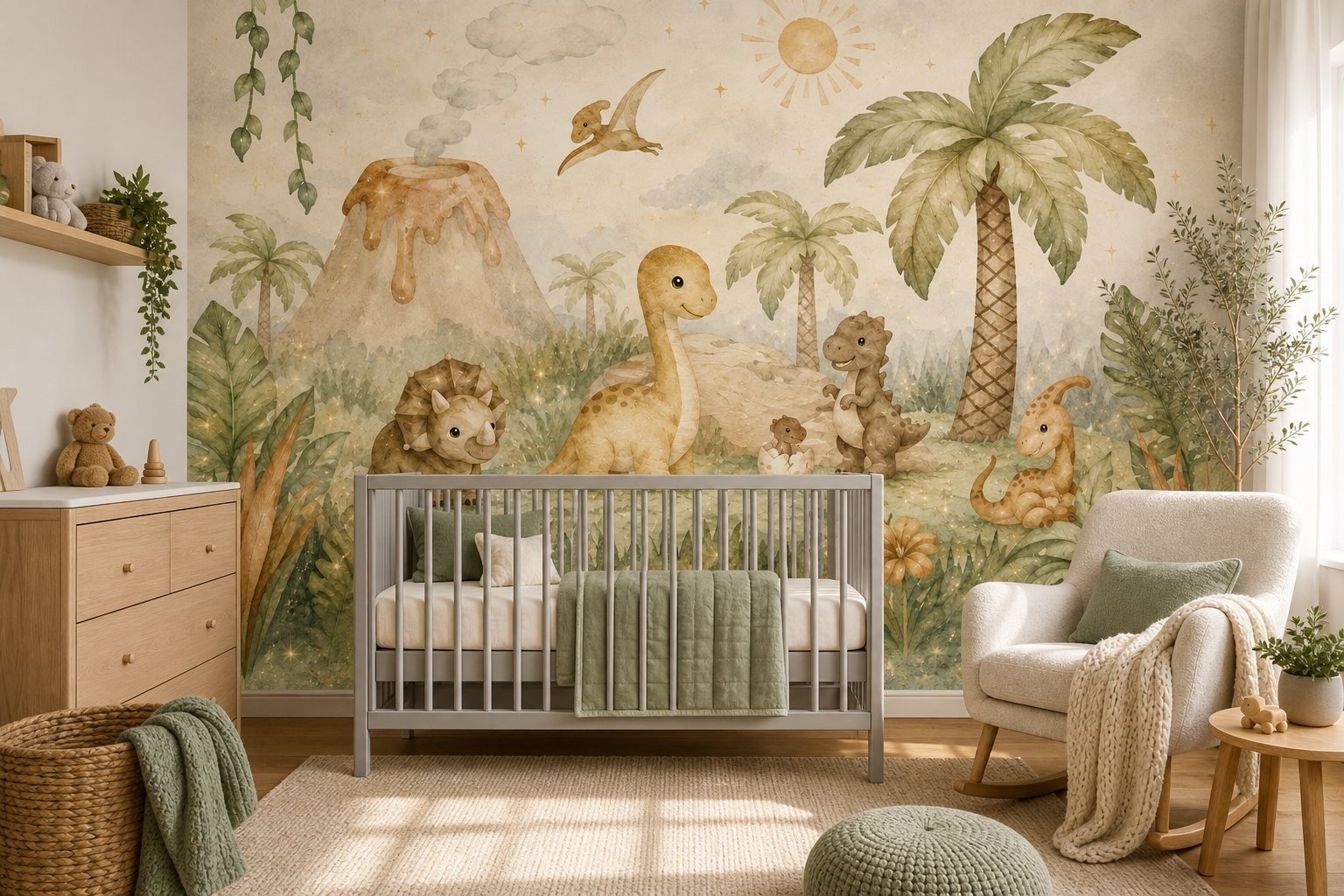 Custom Wallpaper: Full feature wall of custom wallpaper in a living room
